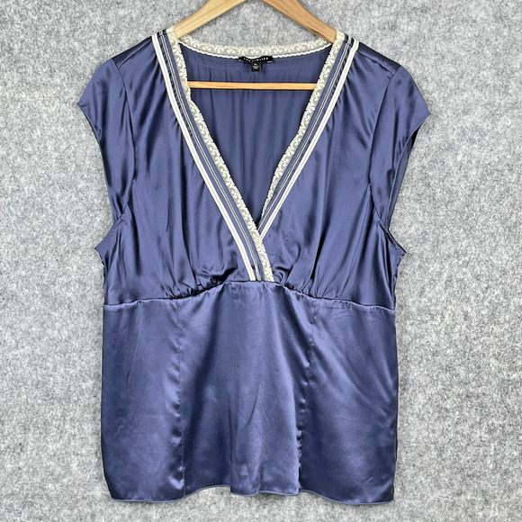 The Limited Y2K Womens Coquette Silk Babydoll Lace Trimmed Top Size XL Soft Goth - Picture 1 of 7